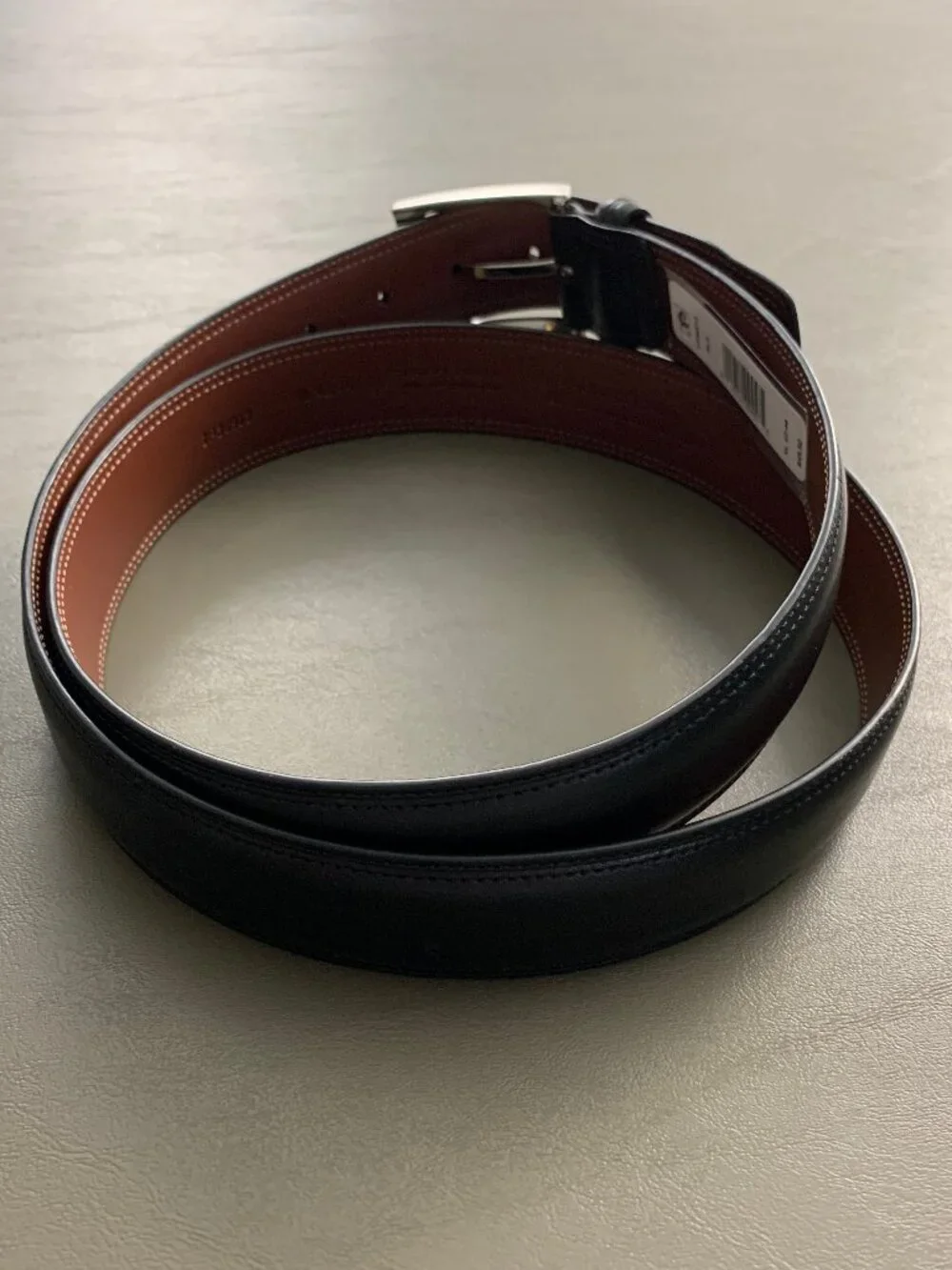 Perry Ellis Portfolio Men's Madras Bonded Leather Dress Belt, Black, XL 42-44